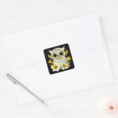 Narcissus en uil schedel vierkante sticker (Envelop)