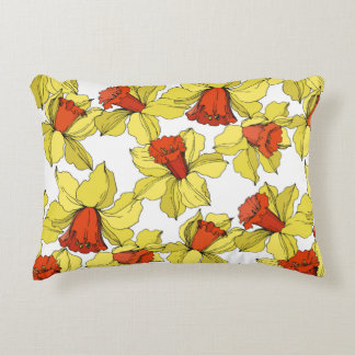 Narcissus florale botanische bloem Geel a Accent Kussen