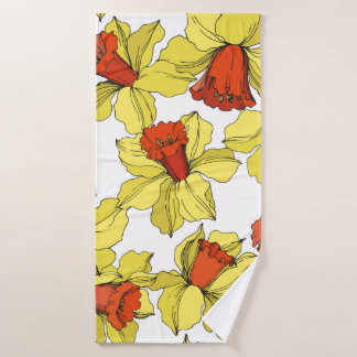 Narcissus florale botanische bloem Geel a Badhanddoek