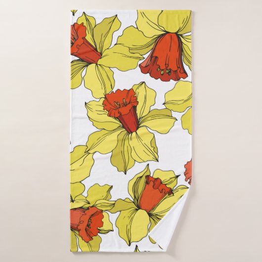Narcissus florale botanische bloem Geel a Badhanddoek (Badhanddoek)