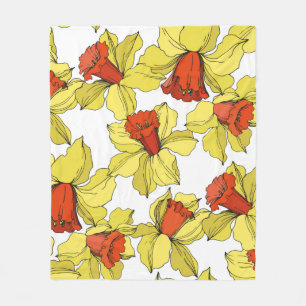 Narcissus florale botanische bloem Geel a Fleece Deken