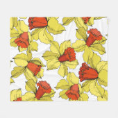 Narcissus florale botanische bloem Geel a Fleece Deken (Voorkant (Horizontaal))