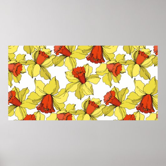  Narcissus florale botanische bloem Geel a Poster (Voorkant)