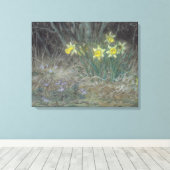 Narcissus Flowers and Violets (van Millet) Canvas Afdruk (Insitu (Houten vloer))