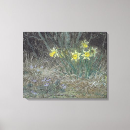 Narcissus Flowers and Violets (van Millet) Canvas Afdruk (Voorkant)