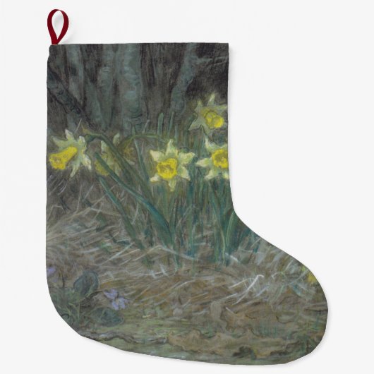 Narcissus Flowers and Violets (van Millet) Grote Kerstsok (Voorkant)