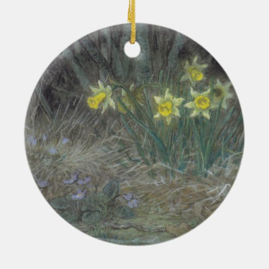 Narcissus Flowers and Violets (van Millet) Keramisch Ornament (Achterkant)