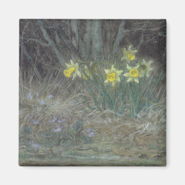 Narcissus Flowers and Violets (van Millet) Magneet