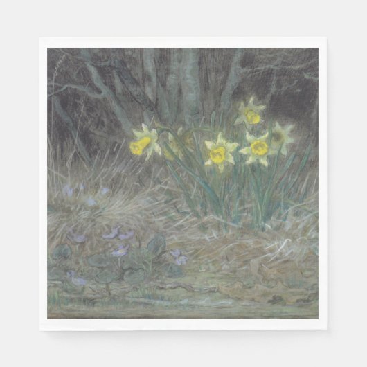 Narcissus Flowers and Violets (van Millet) Servet (Voorkant)
