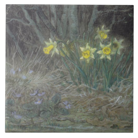Narcissus Flowers and Violets (van Millet) Tegeltje (Voorkant)