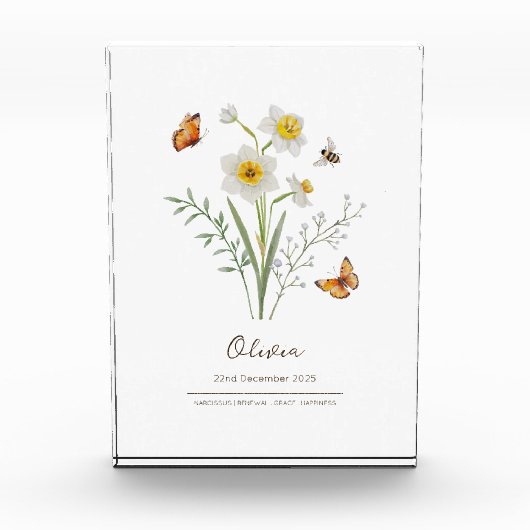 Narcissus Geboortemaand Bloem Fotoblokken (Voorkant)