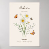 Narcissus Geboortemaand Bloem Poster (Voorkant)