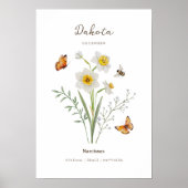 Narcissus Geboortemaand Bloem Poster (Voorkant)