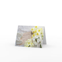 narcissus, hart met manuscript dank u nota kaartje