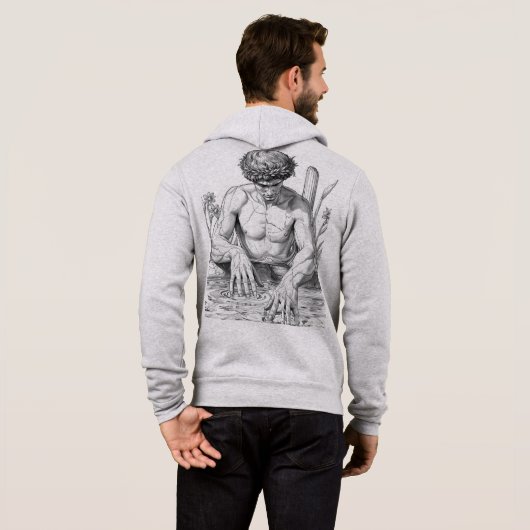 Narcissus Myth Minimalist Line Art Hoodie (Achterkant volledig)