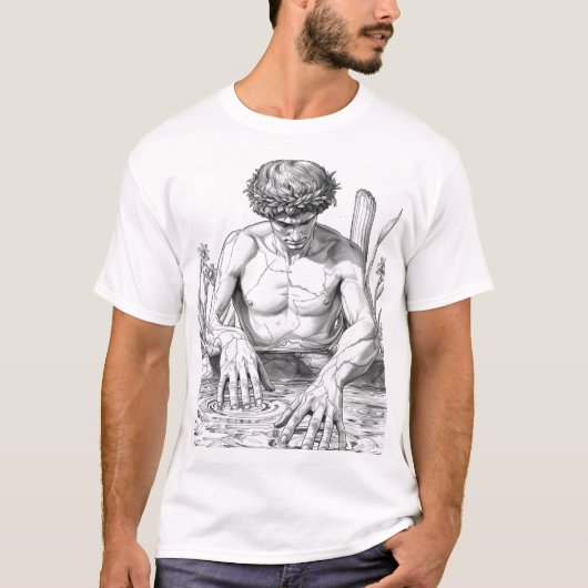Narcissus Myth Minimalist Line Art T-Shirt (Voorkant)
