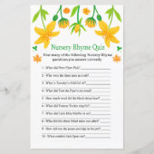 Narcissus Nursery Rhyme Quiz baby shower game (Voorkant)