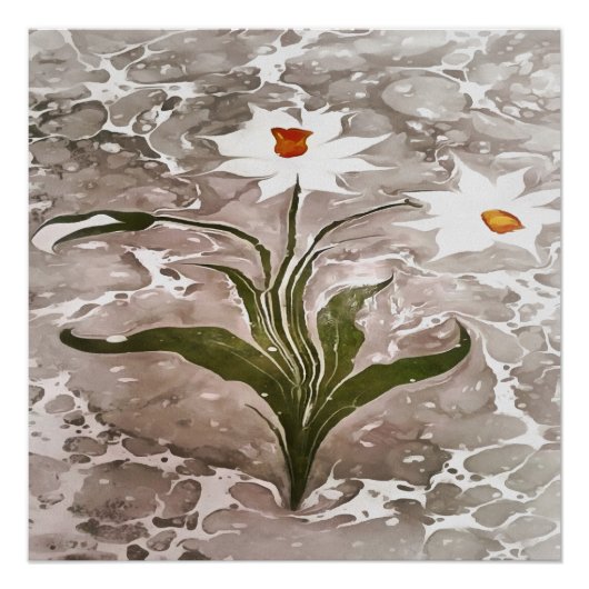 Narcissus on marble poster (Voorkant)