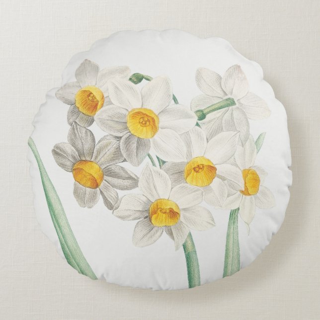 Narcissus, Pierre-Joseph Redouté, 1805 Rond Kussen (Voorkant)