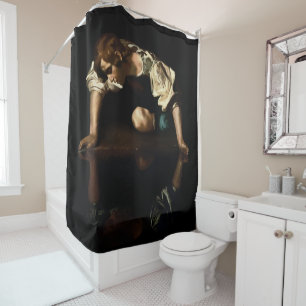 Narcissus-schilderij geïnspireerd door Caravaggio Douchegordijn