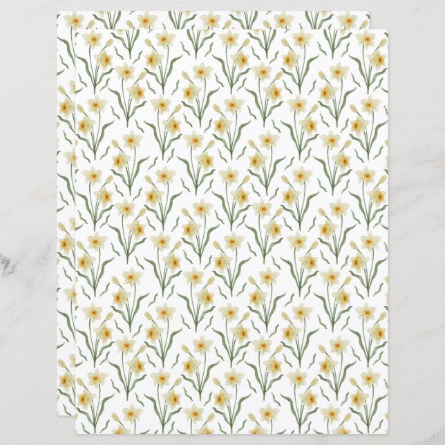 Narcissus Scrapbook Paper (Voorkant / Achterkant)