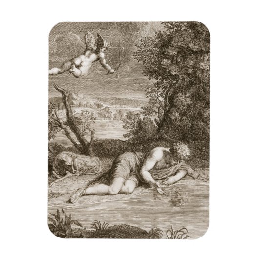 Narcissus transformeerde in een Bloem, 1730 (engra Magneet (Verticaal)