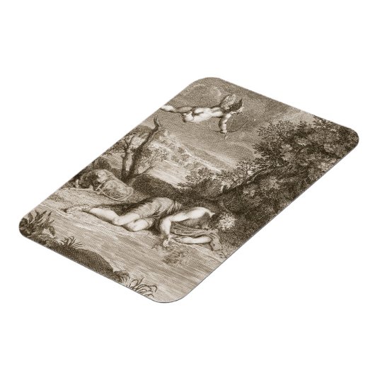 Narcissus transformeerde in een Bloem, 1730 (engra Magneet (Linkerzijde)