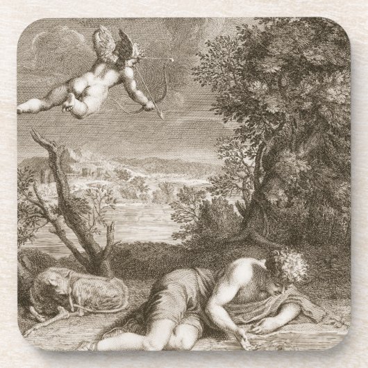 Narcissus transformeerde in een Bloem, 1730 (engra Onderzetter (Voorkant)