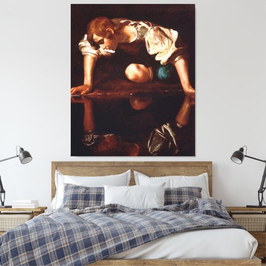 Narcissus van Caravaggio (1599) Canvas Afdruk (Insitu (Slaapkamer))