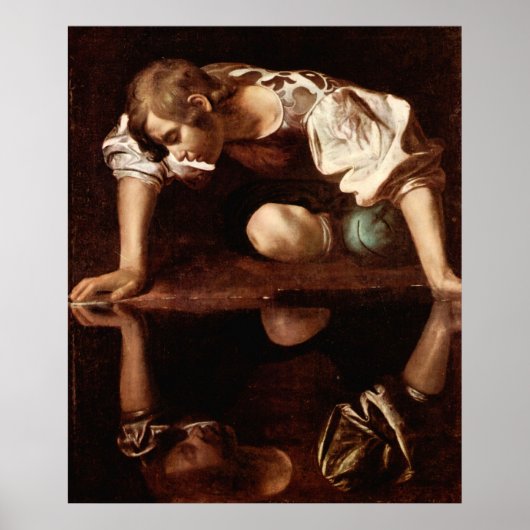 Narcissus van Caravaggio Poster (Voorkant)