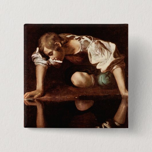 Narcissus van Caravaggio Vierkante Button 5,1 Cm (Voorkant)