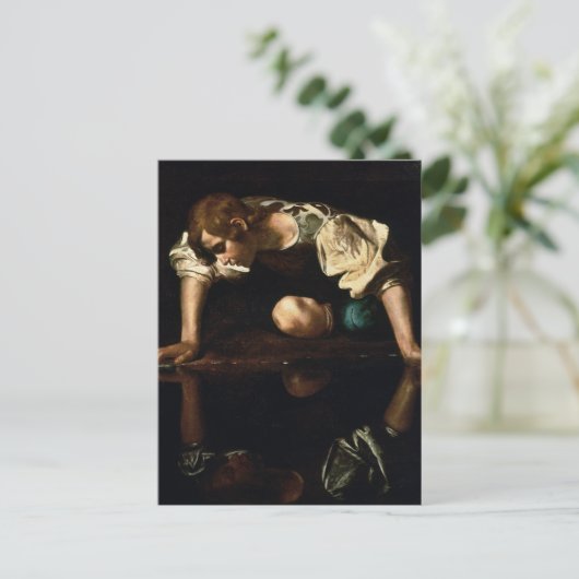 Narcissus van het Briefkaart Caravaggio (Staand voorkant)