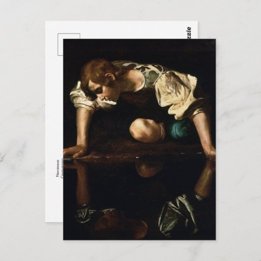 Narcissus van het Briefkaart Caravaggio (Voorkant / Achterkant)