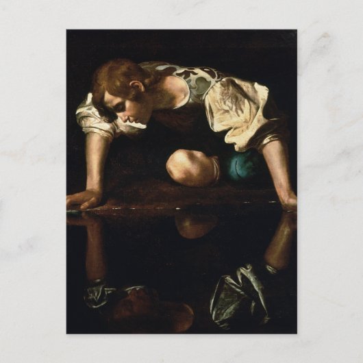 Narcissus van het Briefkaart Caravaggio (Voorkant)