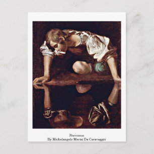 Narcissus van Michelangelo Merisi da Caravaggio Briefkaart