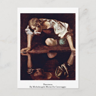 Narcissus van Michelangelo Merisi da Caravaggio Briefkaart