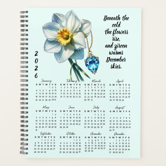 Narcissus & Zircon December Vers – 2026 Hele Jaar Planner (Voorkant)