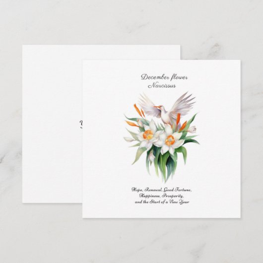 Narcissusbloem van december met bloemenvogel (Voorkant / Achterkant)