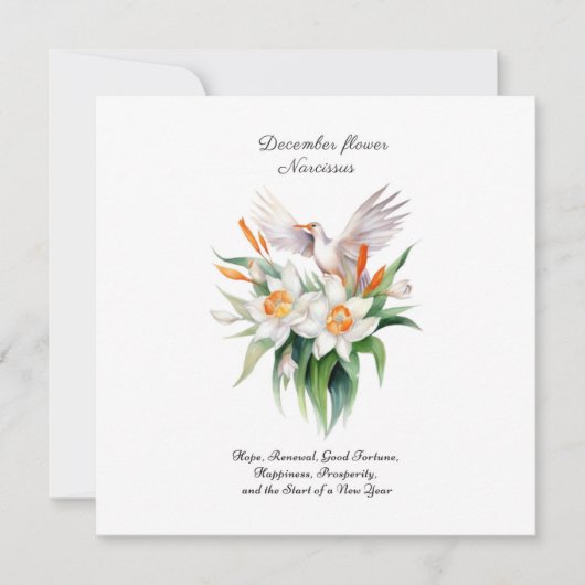 Narcissusbloem van december met bloemenvogel (Voorkant)