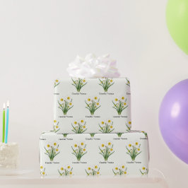 Narcissusbloemen in december cadeaupapier