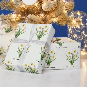 Narcissusbloemen in december cadeaupapier