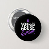 Narcistische overlevende huiselijk geweld paars ronde button 5,7 cm (Voorkant /achterkant)