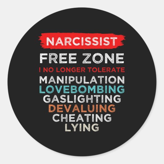 Narcistische Vrije Zone Bewustzijn Ronde Sticker (Voorkant)