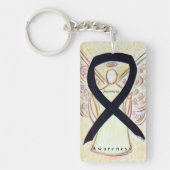 Narcolepsy Angel Black Awareness Ribbon Sleutelhan Sleutelhanger (Voorkant)
