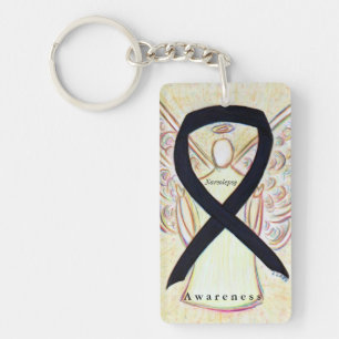 Narcolepsy Angel Black Awareness Ribbon Sleutelhan Sleutelhanger