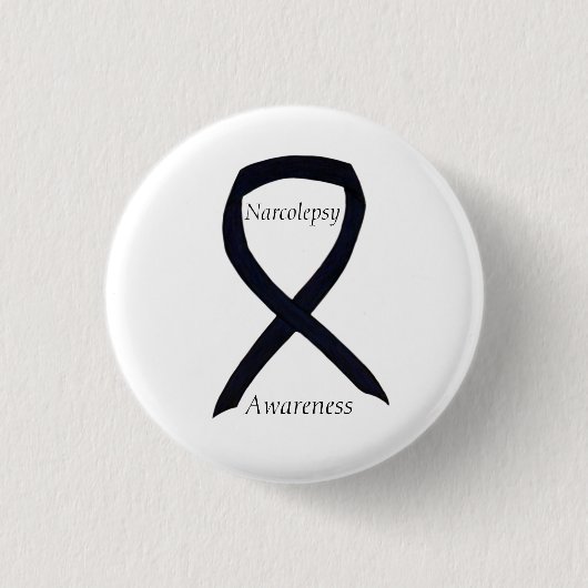 Narcolepsy Awareness Black Ribbon Custom Art Pin Ronde Button 3,2 Cm (Voorkant)