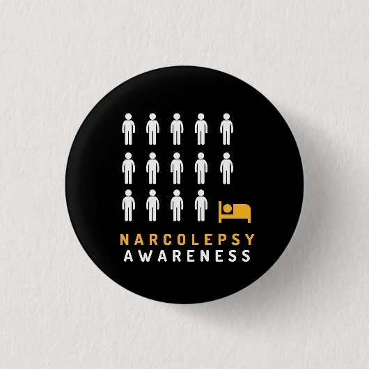 Narcolepsy Awareness Black Yellow Pin Badge Button (Voorkant)