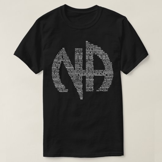 Narcotics Anonymous Logo Slogans Symbool NA AA Cad T-shirt (Design voorkant)