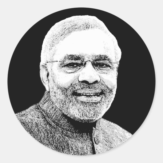 Narendra Modi Ronde Sticker (Voorkant)