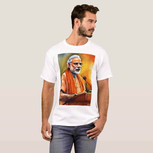 Narendra Modi: Visionair Leider T-Shirt Ontwerp" (Voorkant volledig)